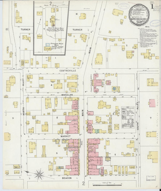 Sanborn Fire Insurance Map from Greensboro, Hale County, Alabama (1898), Sheet #0001 - Complete Map Set gallery image, historic Sanborn map, vintage wall art, Alabama Alabama