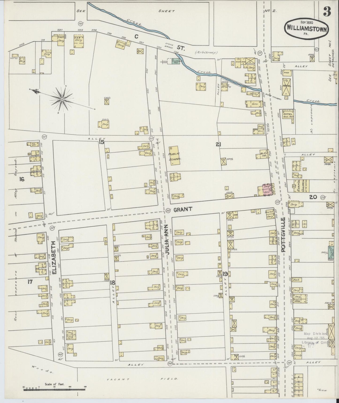 Sanborn Fire Insurance Map from Williamstown, Dauphin County, Pennsylvania (1890), Sheet #0003 - Complete Map Set gallery image, historic Sanborn map, vintage wall art, Pennsylvania Pennsylvania