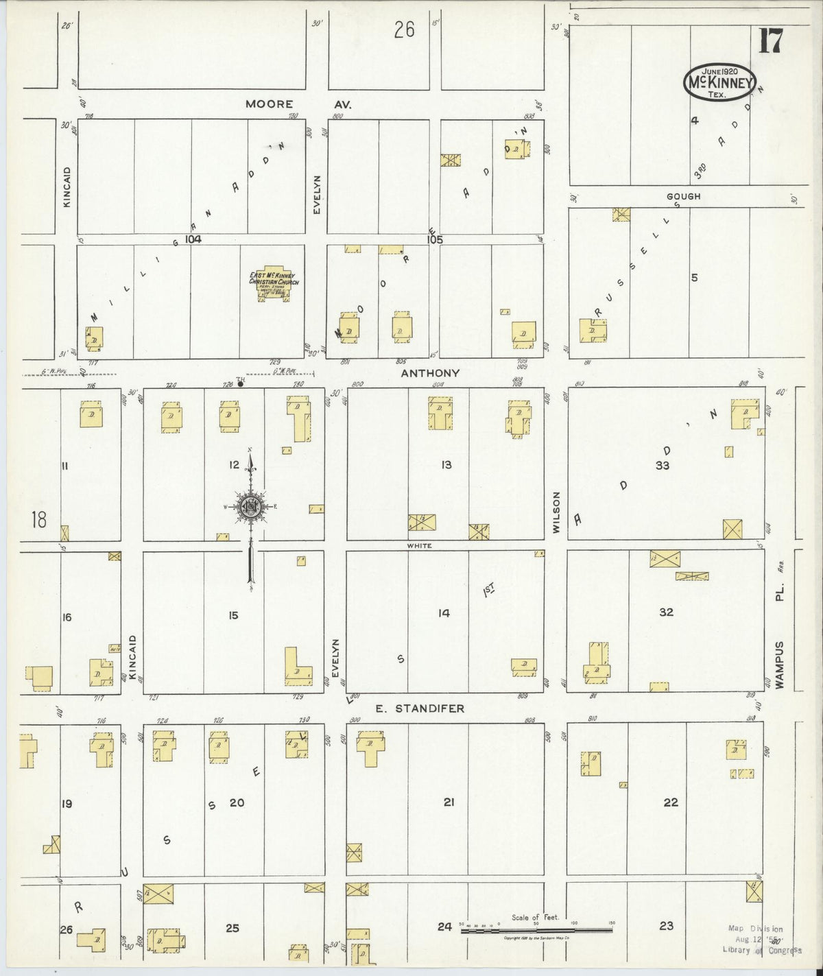 Sanborn Fire Insurance Map from McKinney, Collin County, Texas (1920), Sheet #0017 - Complete Map Set gallery image, historic Sanborn map, vintage wall art, Texas Texas