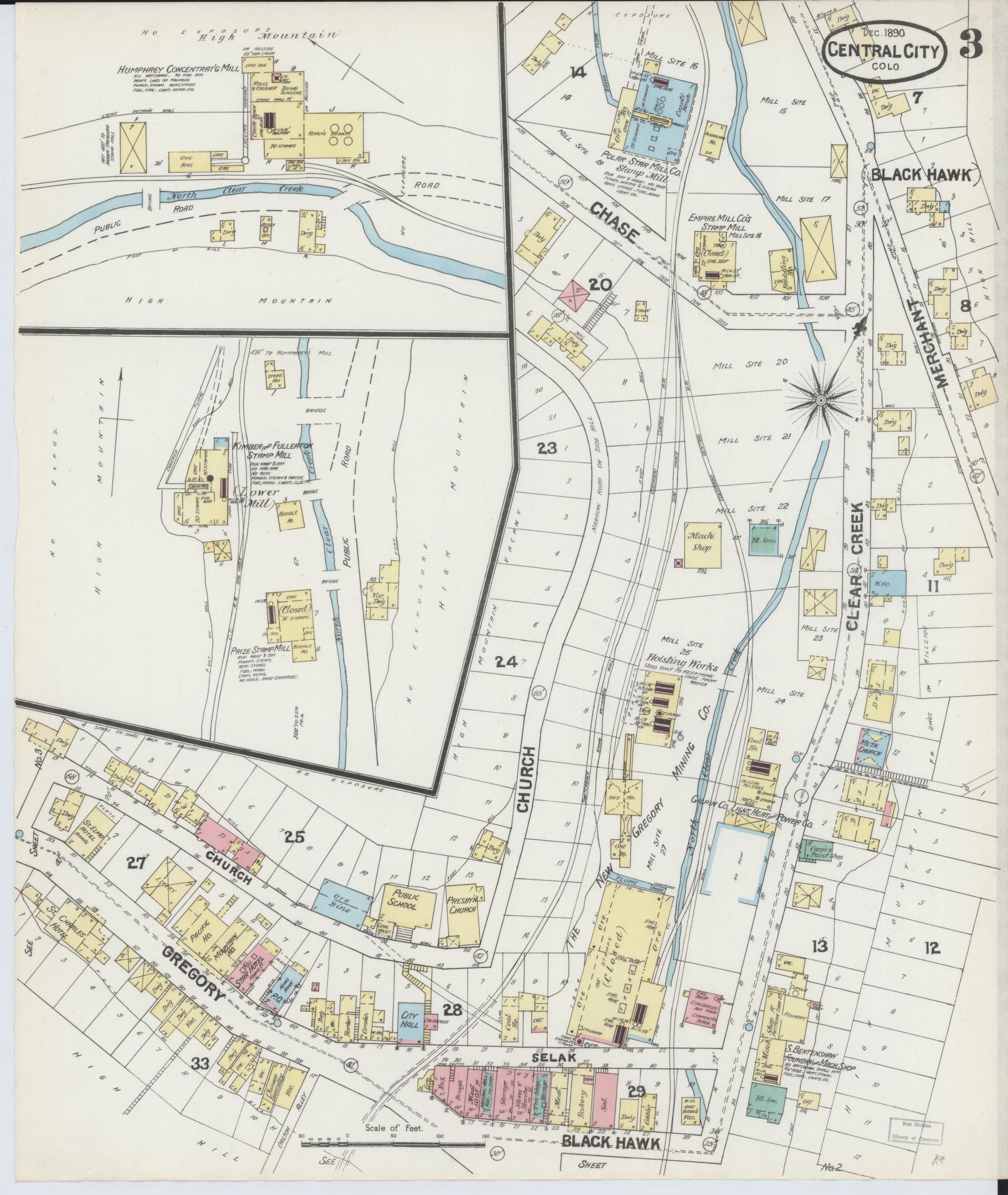 Sanborn Fire Insurance Map from Central City, Gilpin County, Colorado (1890), Sheet #0003 - Historic Sanborn Fire Insurance Map Print, vintage old map wall art, antique decor, genealogy gift, Colorado Colorado map