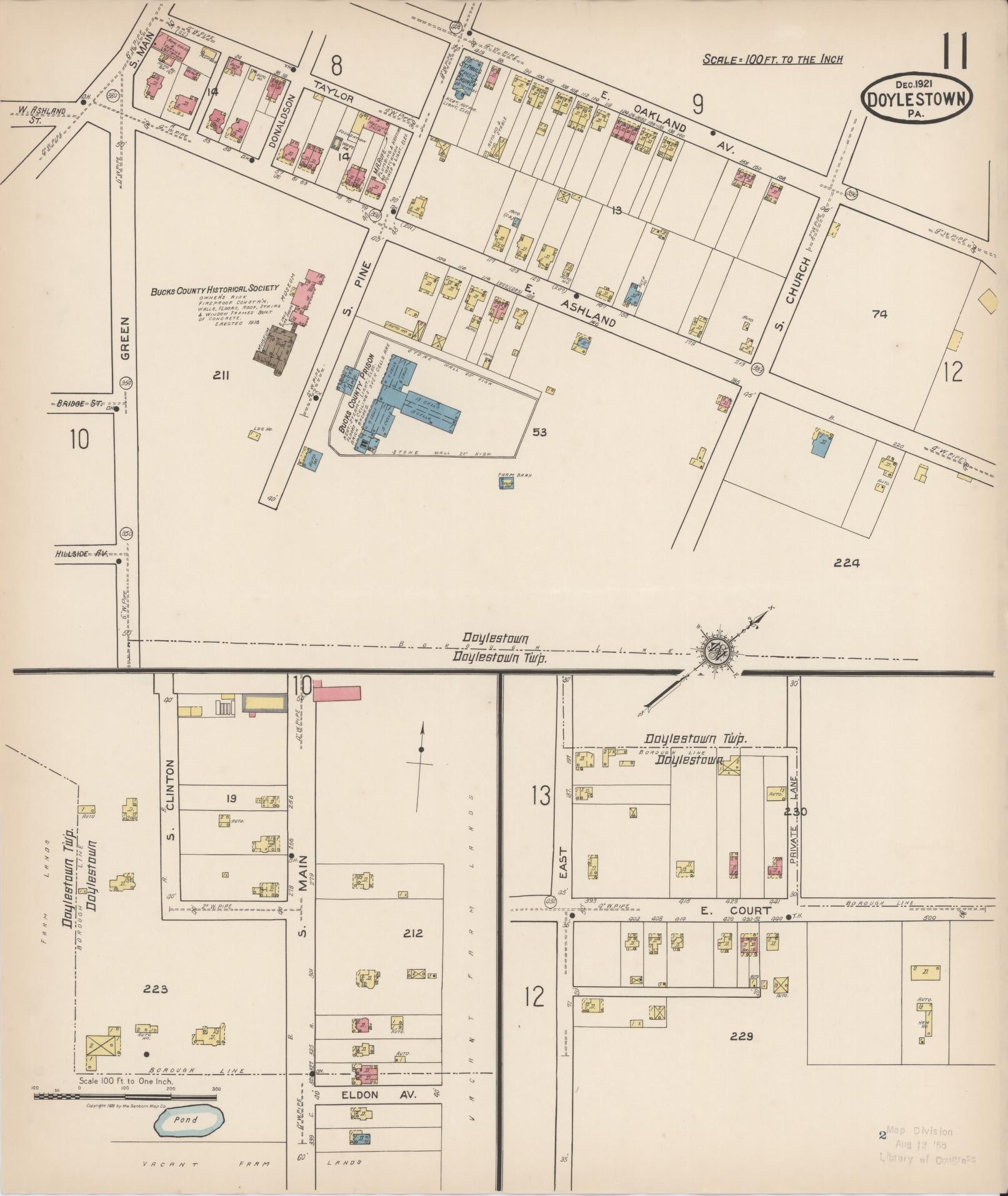 Sanborn Fire Insurance Map from Doylestown, Bucks County, Pennsylvania (1922), Sheet #0011 - Complete Map Set gallery image, historic Sanborn map, vintage wall art, Pennsylvania Pennsylvania