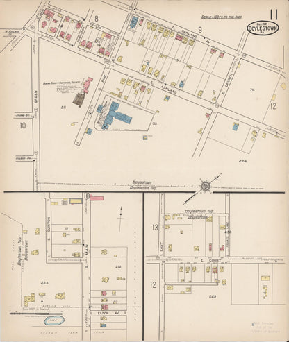 Sanborn Fire Insurance Map from Doylestown, Bucks County, Pennsylvania (1922), Sheet #0011 - Complete Map Set gallery image, historic Sanborn map, vintage wall art, Pennsylvania Pennsylvania