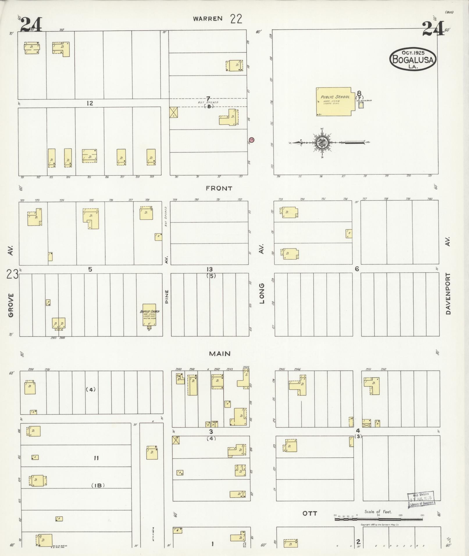 Sanborn Fire Insurance Map from Bogalusa, Washington Parish, Louisiana (1925), Sheet #0024 - Complete Map Set gallery image, historic Sanborn map, vintage wall art, Louisiana Louisiana