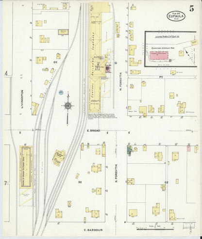 Sanborn Fire Insurance Map from Eufaula, Barbour County, Alabama (1910), Sheet #0005 - Complete Map Set gallery image, historic Sanborn map, vintage wall art, Alabama Alabama