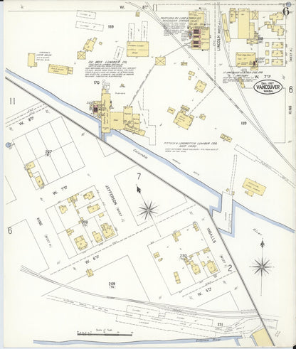 Sanborn Fire Insurance Map from Vancouver, Clark County, Washington (1907), Sheet #0006 - Complete Map Set gallery image, historic Sanborn map, vintage wall art, Washington Washington