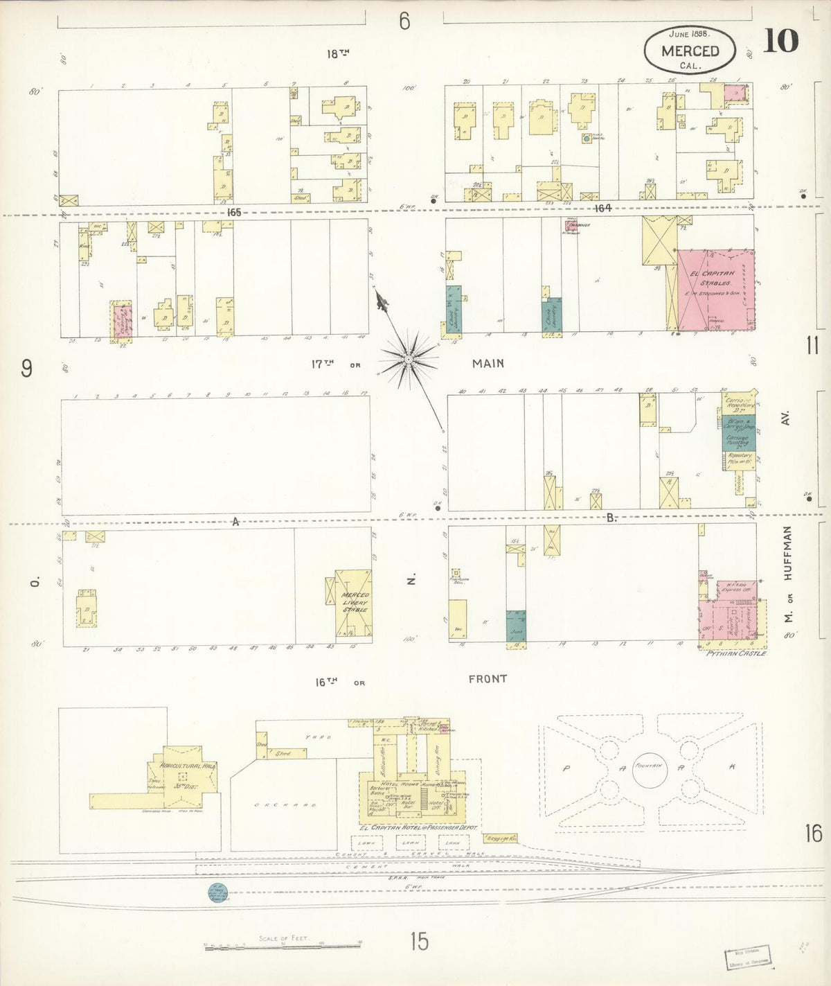 Sanborn Fire Insurance Map from Merced, Merced County, California (1898), Sheet #0010 - Complete Map Set gallery image, historic Sanborn map, vintage wall art, California California