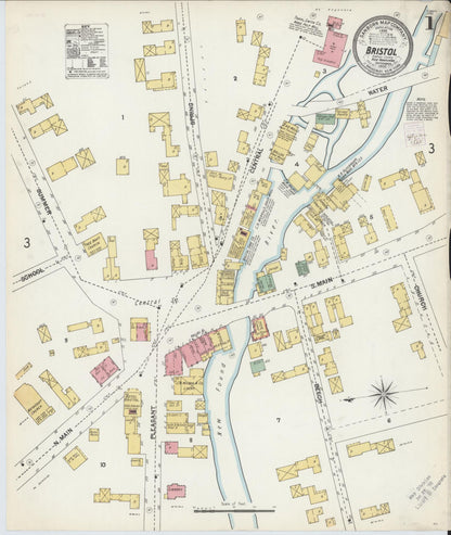 Sanborn Fire Insurance Map from Bristol, Grafton County, New Hampshire (1902), Sheet #0001 - Complete Map Set gallery image, historic Sanborn map, vintage wall art, New Hampshire New Hampshire