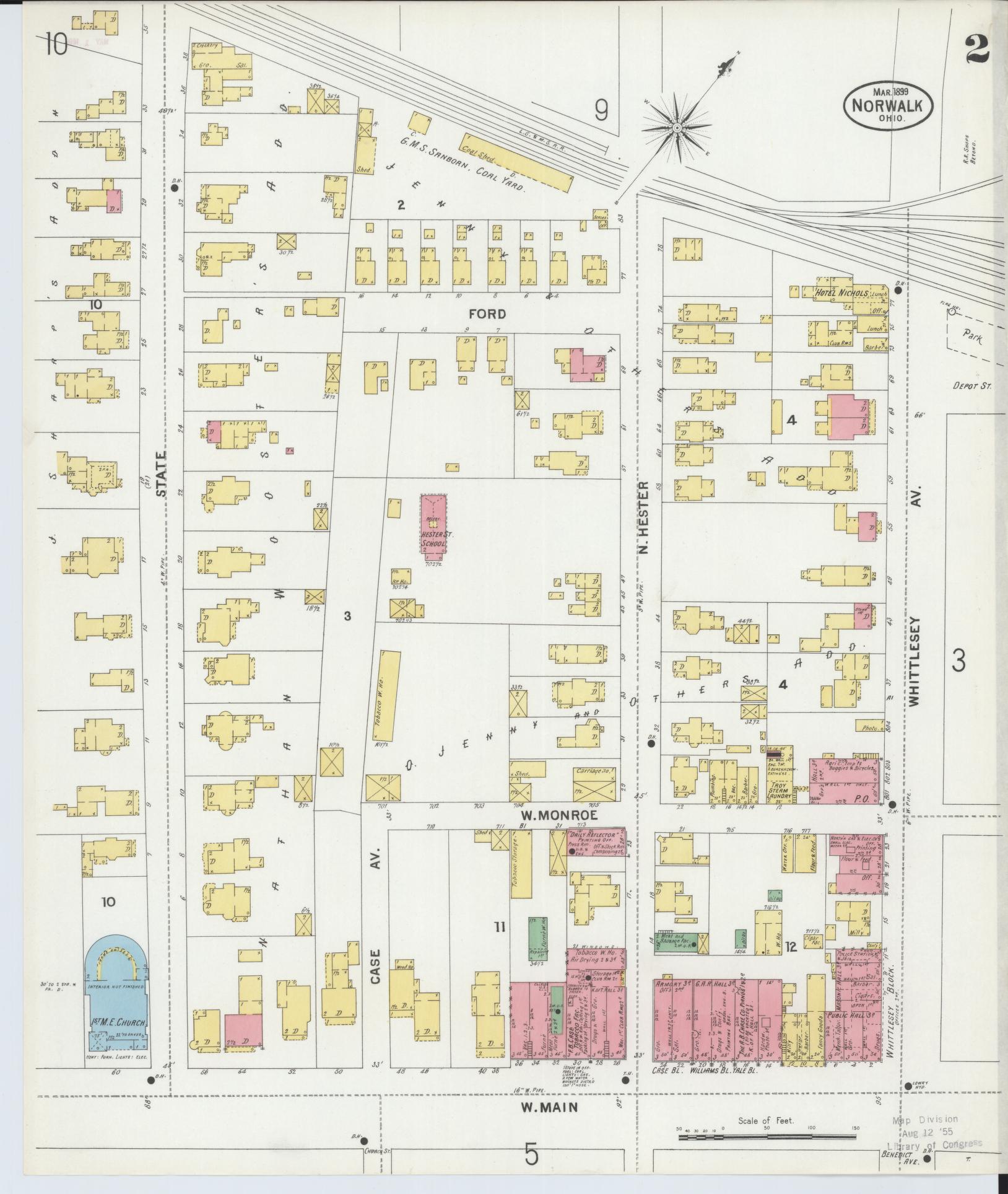 Sanborn Fire Insurance Map from Norwalk, Huron County, Ohio (1899), Sheet #0002 - Complete Map Set gallery image, historic Sanborn map, vintage wall art, Ohio Ohio