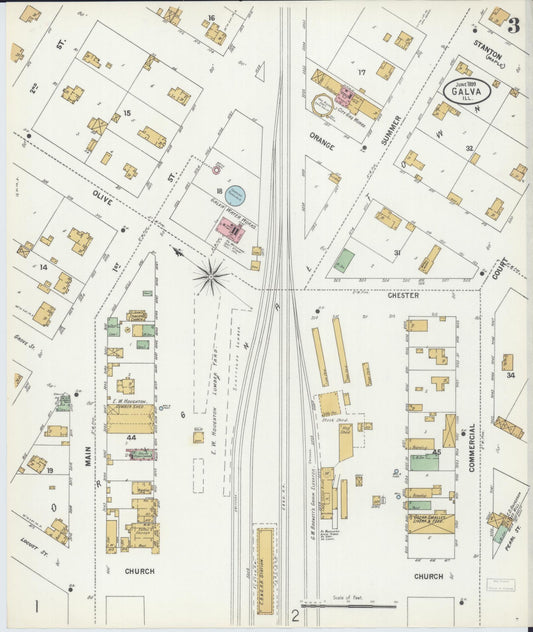 Sanborn Fire Insurance Map from Galva, Henry County, Illinois (1899), Sheet #0003 - Historic Sanborn Fire Insurance Map Print, vintage old map wall art, antique decor, genealogy gift, Illinois Illinois map