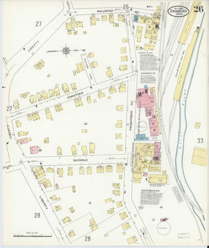 Sanborn Fire Insurance Map from Danbury, Fairfield County, Connecticut (1909), Sheet #0026 - Complete Map Set gallery image, historic Sanborn map, vintage wall art, Connecticut Connecticut