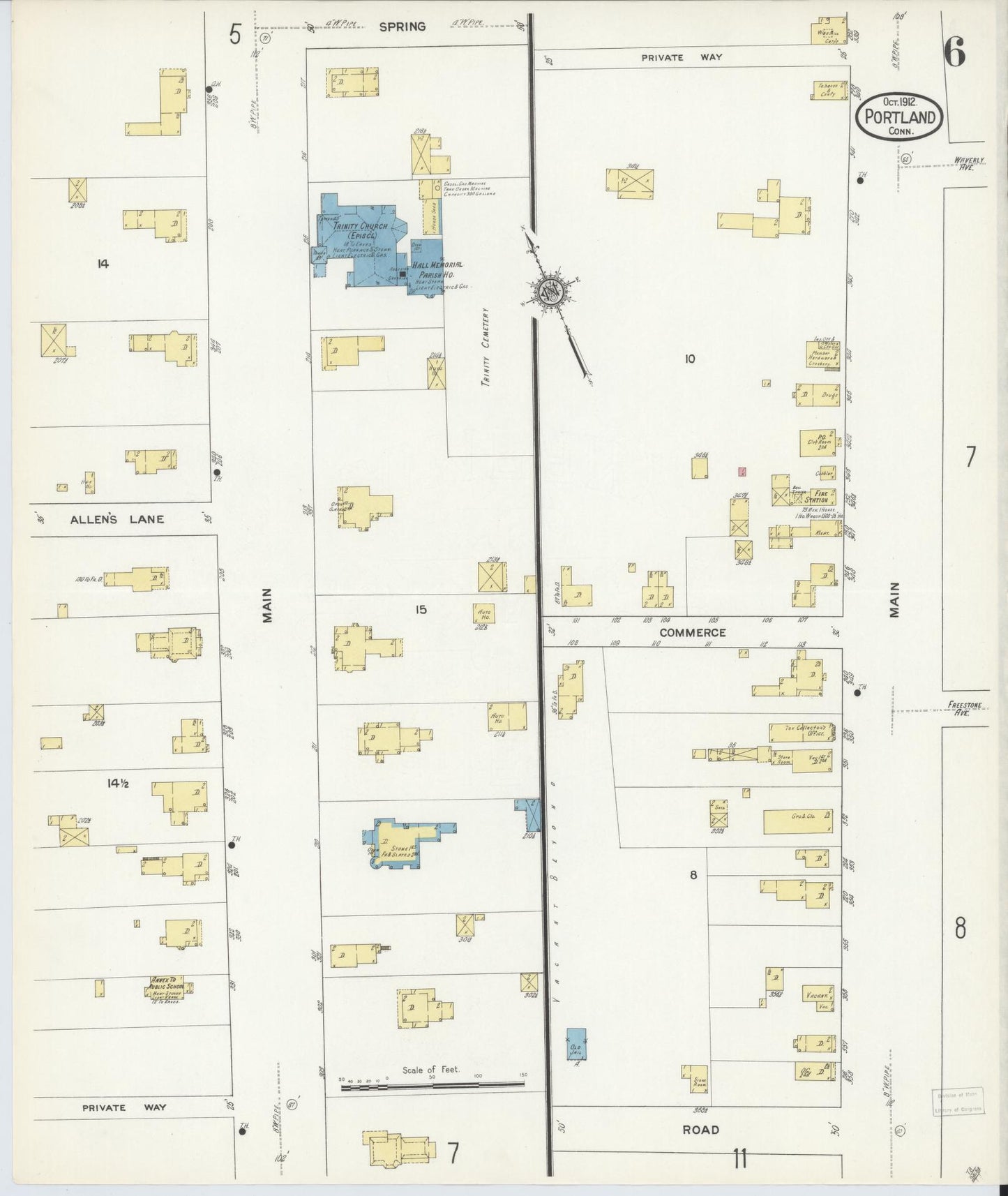 Sanborn Fire Insurance Map from Portland, Middlesex County, Connecticut (1912), Sheet #0006 - Complete Map Set gallery image, historic Sanborn map, vintage wall art, Connecticut Connecticut