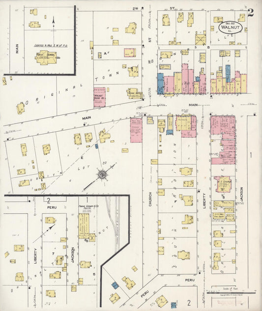 Sanborn Fire Insurance Map from Walnut, Bureau County, Illinois (1921), Sheet #0002 - Historic Sanborn Fire Insurance Map Print, vintage old map wall art, antique decor, genealogy gift, Illinois Illinois map