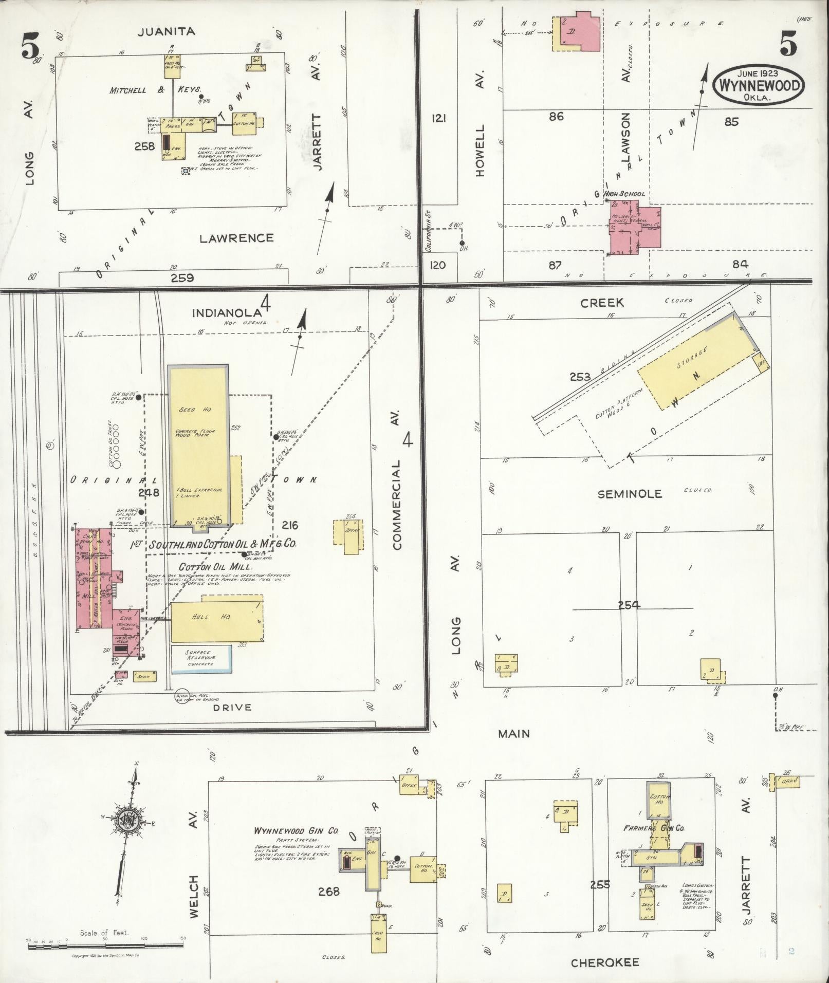 Sanborn Fire Insurance Map from Wynnewood, Garvin County, Oklahoma (1923), Sheet #0005 - Complete Map Set gallery image, historic Sanborn map, vintage wall art, Oklahoma Oklahoma