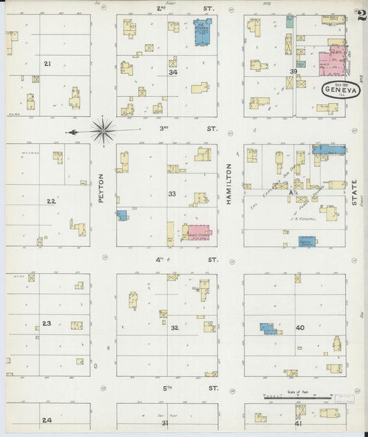Sanborn Fire Insurance Map from Geneva, Kane County, Illinois (1891), Sheet #0002 - Historic Sanborn Fire Insurance Map Print, vintage old map wall art, antique decor, genealogy gift, Illinois Illinois map
