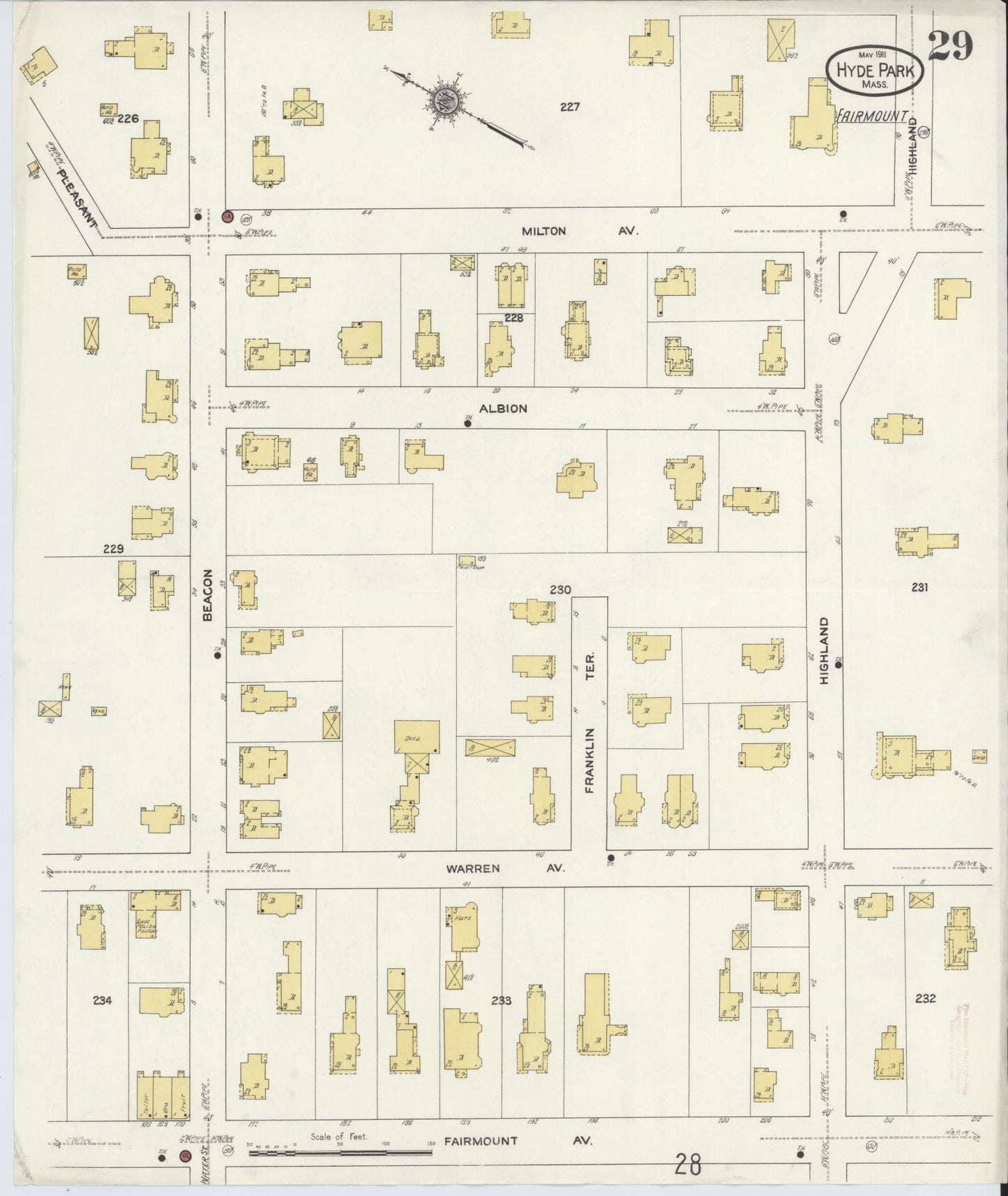 Sanborn Fire Insurance Map from Hyde Park, Norfolk County, Massachusetts (1911), Sheet #0029 - Complete Map Set gallery image, historic Sanborn map, vintage wall art, Massachusetts Massachusetts