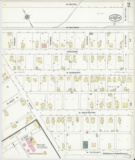 Sanborn Fire Insurance Map from Dunkirk, Jay And Blackford Counties, Indiana (1909), Sheet #0002 - Historic Sanborn Fire Insurance Map Print, vintage old map wall art, antique decor, genealogy gift, Indiana Indiana map