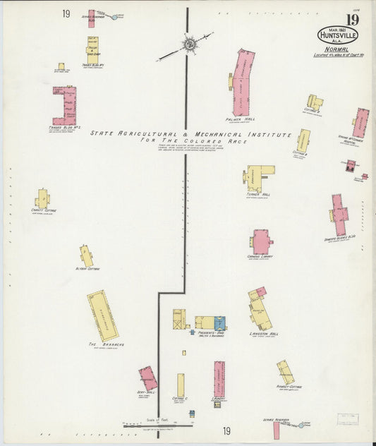 Sanborn Fire Insurance Map from Huntsville, Madison County, Alabama (1921), Sheet #0019 - Historic Sanborn Fire Insurance Map Print, vintage old map wall art, antique decor, genealogy gift, Alabama Alabama map