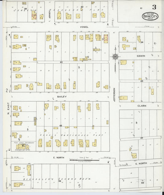 Sanborn Fire Insurance Map from Boyne City, Charlevoix County, Michigan (1919), Sheet #0003 - Historic Sanborn Fire Insurance Map Print, vintage old map wall art, antique decor, genealogy gift, Michigan Michigan map