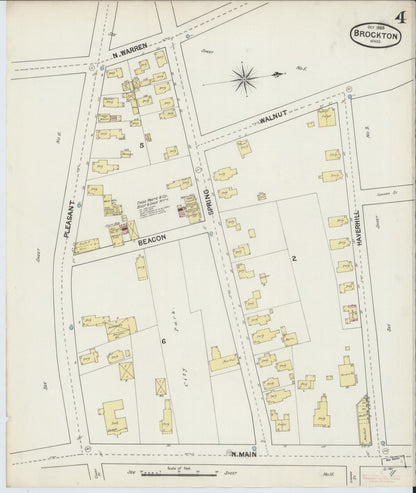 Sanborn Fire Insurance Map from Brockton, Plymouth County, Massachusetts (1889), Sheet #0004 - Complete Map Set gallery image, historic Sanborn map, vintage wall art, Massachusetts Massachusetts