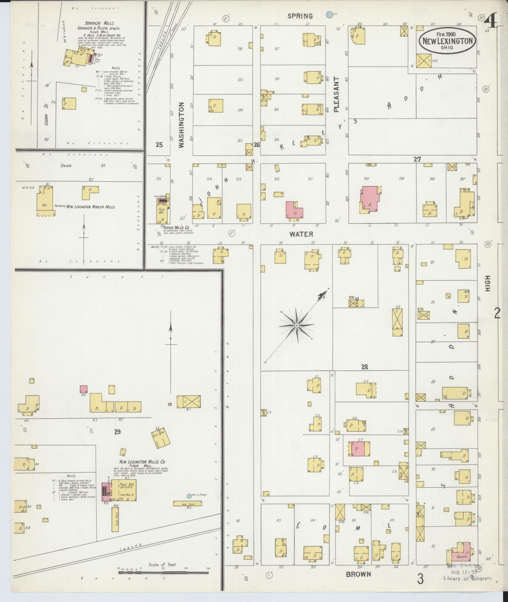 Sanborn Fire Insurance Map from New Lexington, Perry County, Ohio (1900), Sheet #0004 - Complete Map Set gallery image, historic Sanborn map, vintage wall art, Ohio Ohio