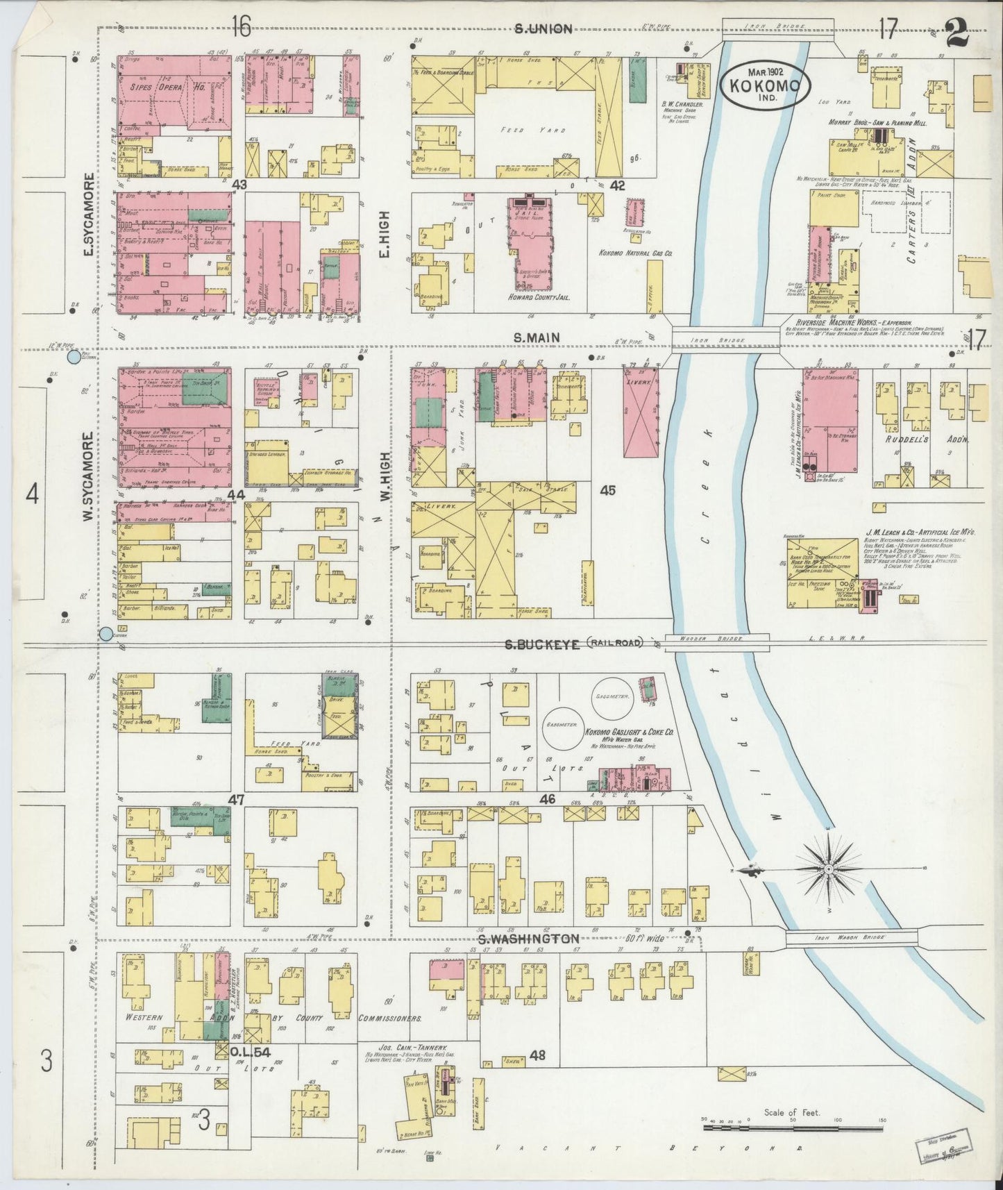 Sanborn Fire Insurance Map from Kokomo, Howard County, Indiana (1902), Sheet #0002 - Complete Map Set gallery image, historic Sanborn map, vintage wall art, Indiana Indiana