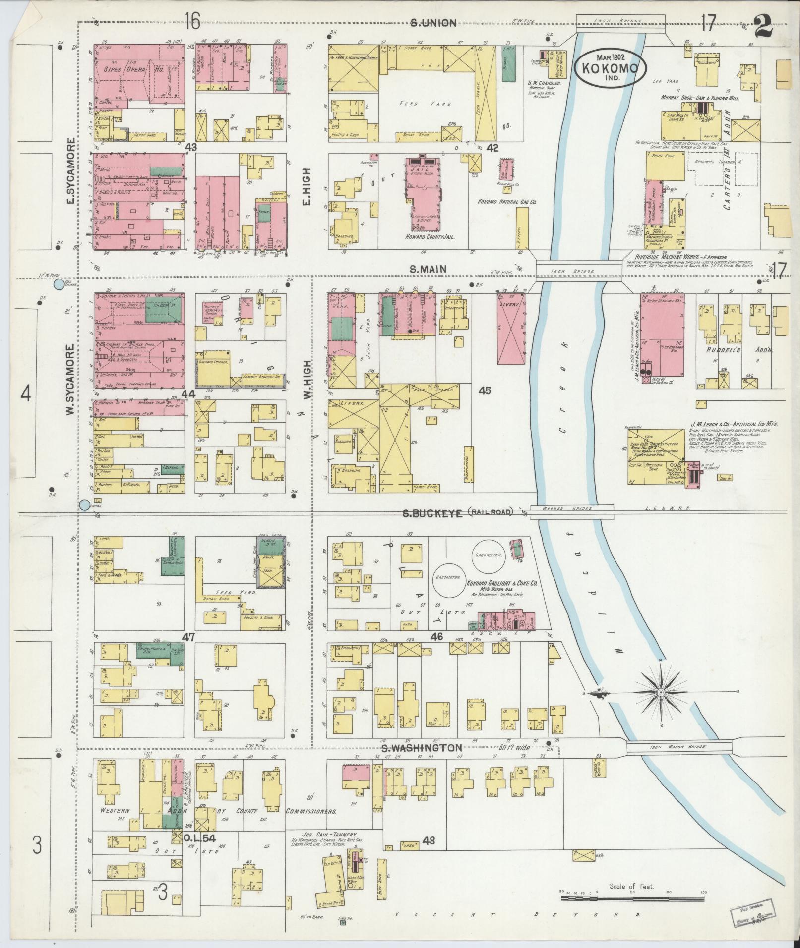 Sanborn Fire Insurance Map from Kokomo, Howard County, Indiana (1902), Sheet #0002 - Complete Map Set gallery image, historic Sanborn map, vintage wall art, Indiana Indiana