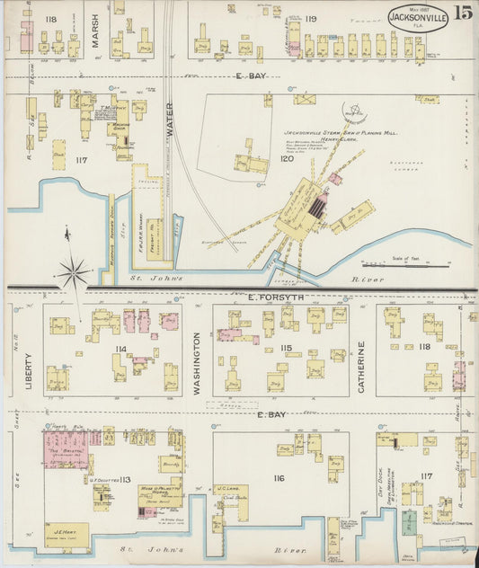 Sanborn Fire Insurance Map from Jacksonville, Duval County, Florida. (1887), Sheet 15 – Historic Sanborn Fire Insurance Map Print