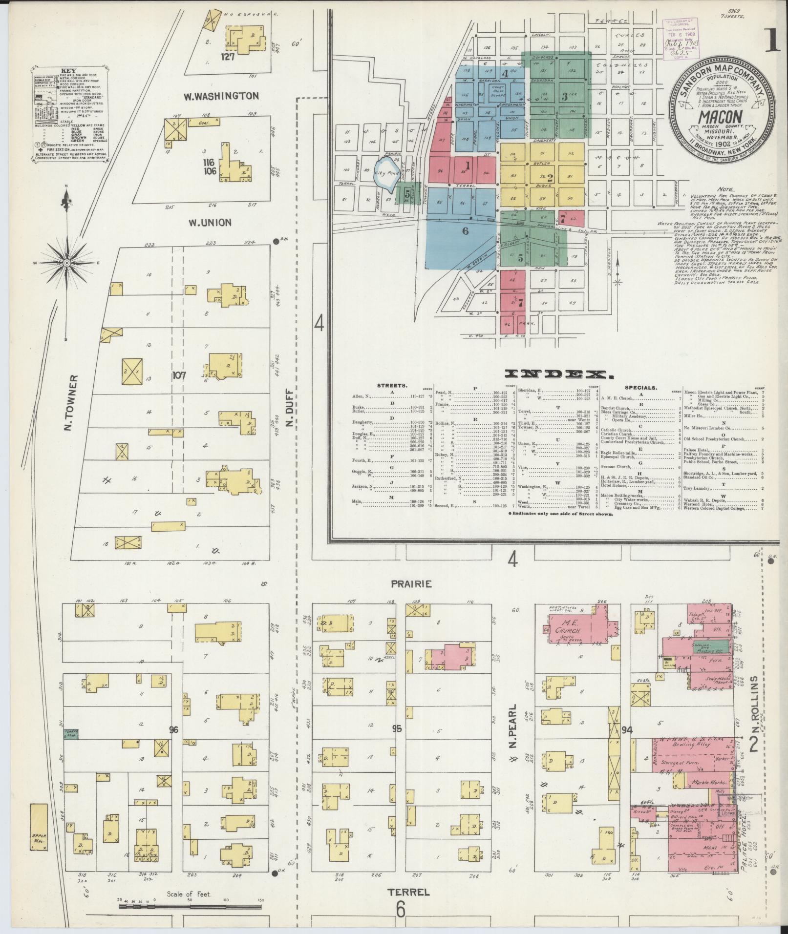 Sanborn Fire Insurance Map from Macon, Macon County, Missouri (1902), Sheet #0001 - Historic Sanborn Fire Insurance Map Print, vintage old map wall art, antique decor, genealogy gift, Missouri Missouri map