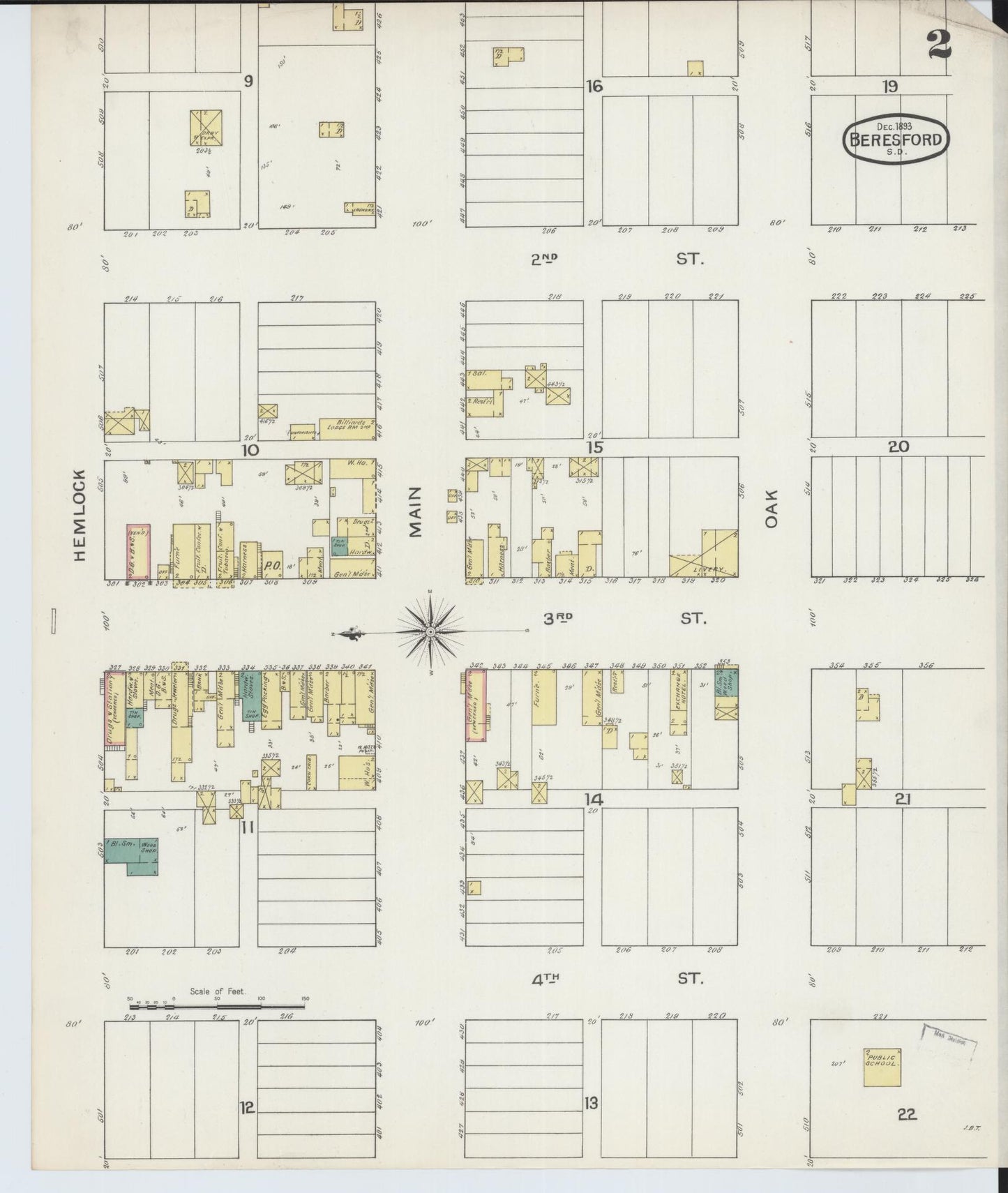 Sanborn Fire Insurance Map from Beresford, Union And Lincoln Counties, South Dakota (1893), Sheet #0002 - Historic Sanborn Fire Insurance Map Print, vintage old map wall art, antique decor, genealogy gift, South Dakota South Dakota map