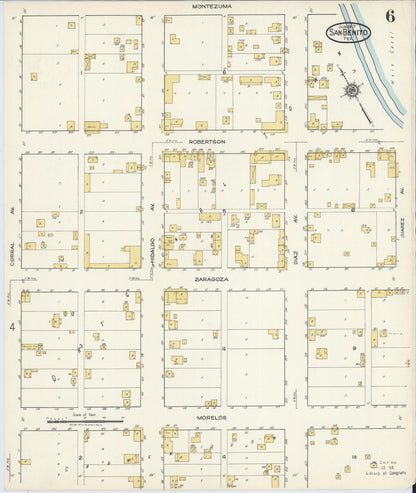 Sanborn Fire Insurance Map from San Benito, Cameron County, Texas (1917), Sheet #0006 - Complete Map Set gallery image, historic Sanborn map, vintage wall art, Texas Texas