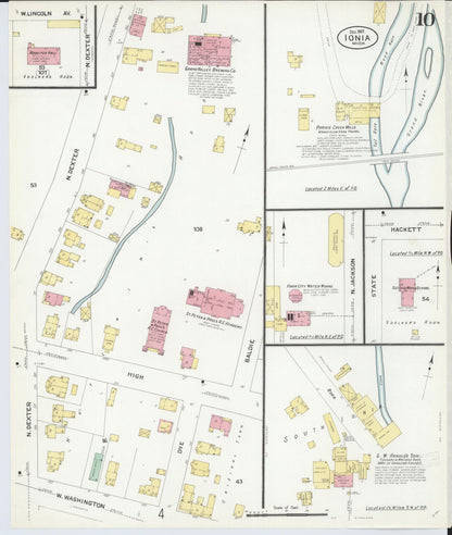 Sanborn Fire Insurance Map from Ionia, Ionia County, Michigan (1907), Sheet #0010 - Historic Sanborn Fire Insurance Map Print, vintage old map wall art, antique decor, genealogy gift, Michigan Michigan map