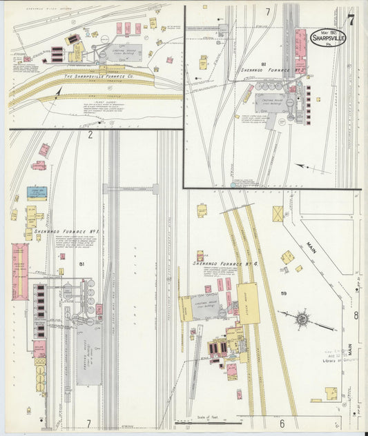 Sanborn Fire Insurance Map from Sharpsville, Mercer County, Pennsylvania (1912), Sheet #0007 - Historic Sanborn Fire Insurance Map Print, vintage old map wall art, antique decor, genealogy gift, Pennsylvania Pennsylvania map