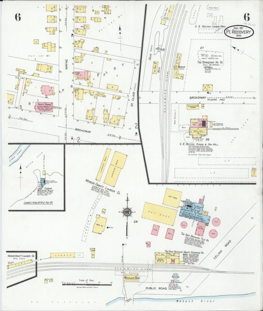 Sanborn Fire Insurance Map from Fort Recovery, Mercer County, Ohio (1927), Sheet #0006 - Historic Sanborn Fire Insurance Map Print, vintage old map wall art, antique decor, genealogy gift, Ohio Ohio map