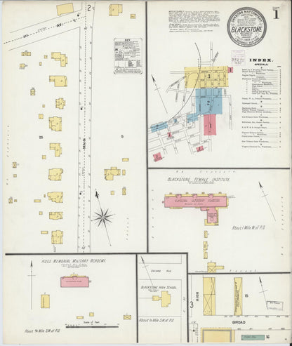 Sanborn Fire Insurance Map from Blackstone, Nottoway County, Virginia (1903), Sheet #0001 - Complete Map Set gallery image, historic Sanborn map, vintage wall art, Virginia Virginia