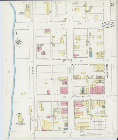 Sanborn Fire Insurance Map from Lacon, Marshall County, Illinois (1893), Sheet #0003 - Complete Map Set gallery image, historic Sanborn map, vintage wall art, Illinois Illinois