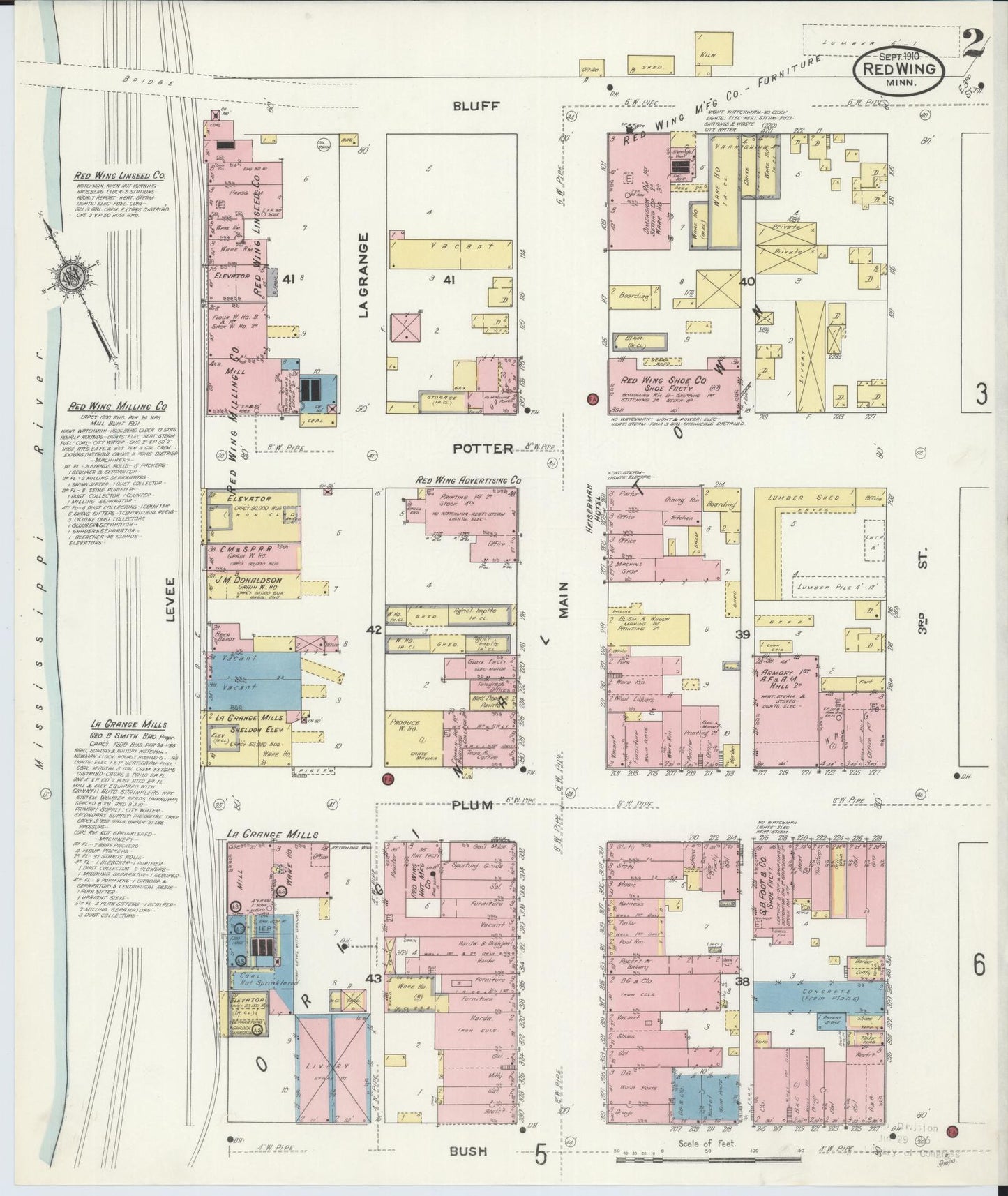 Sanborn Fire Insurance Map from Red Wing, Goodhue County, Minnesota (1910), Sheet #0002 - Complete Map Set gallery image, historic Sanborn map, vintage wall art, Minnesota Minnesota