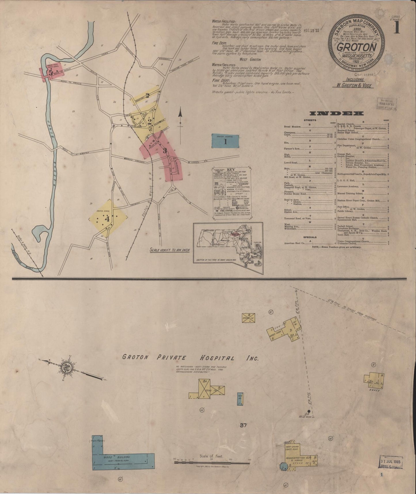 Sanborn Fire Insurance Map from Groton, Middlesex County, Massachusetts. (1921) – Historic Sanborn Fire Insurance Map Print