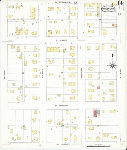 Sanborn Fire Insurance Map from Mason City, Cerro Gordo County, Iowa (1909), Sheet #0014 - Historic Sanborn Fire Insurance Map Print