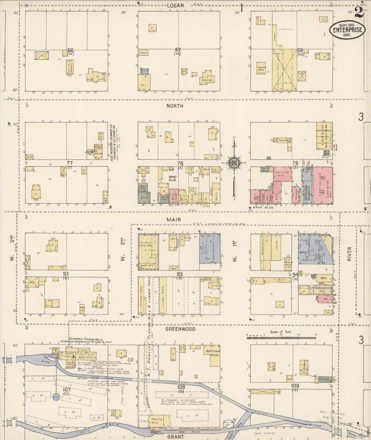 Sanborn Fire Insurance Map from Enterprise, Wallowa County, Oregon (1910), Sheet #0002 - Historic Sanborn Fire Insurance Map Print, vintage old map wall art, antique decor, genealogy gift, Oregon Oregon map