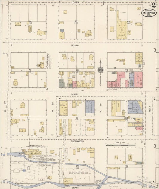 Sanborn Fire Insurance Map from Enterprise, Wallowa County, Oregon (1910), Sheet #0002 - Historic Sanborn Fire Insurance Map Print, vintage old map wall art, antique decor, genealogy gift, Oregon Oregon map