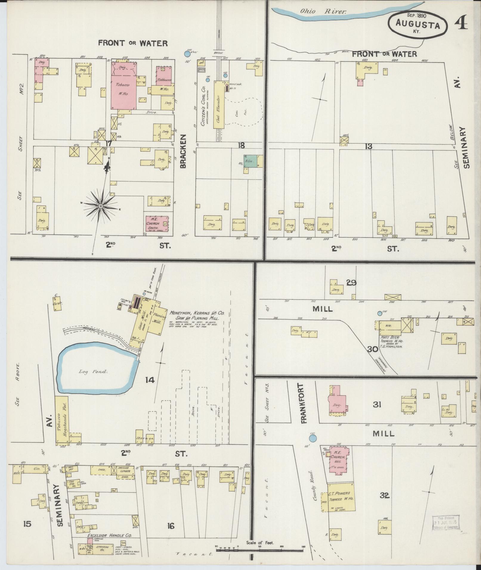Sanborn Fire Insurance Map from Augusta, Bracken County, Kentucky (1890), Sheet #0004 - Complete Map Set gallery image, historic Sanborn map, vintage wall art, Kentucky Kentucky