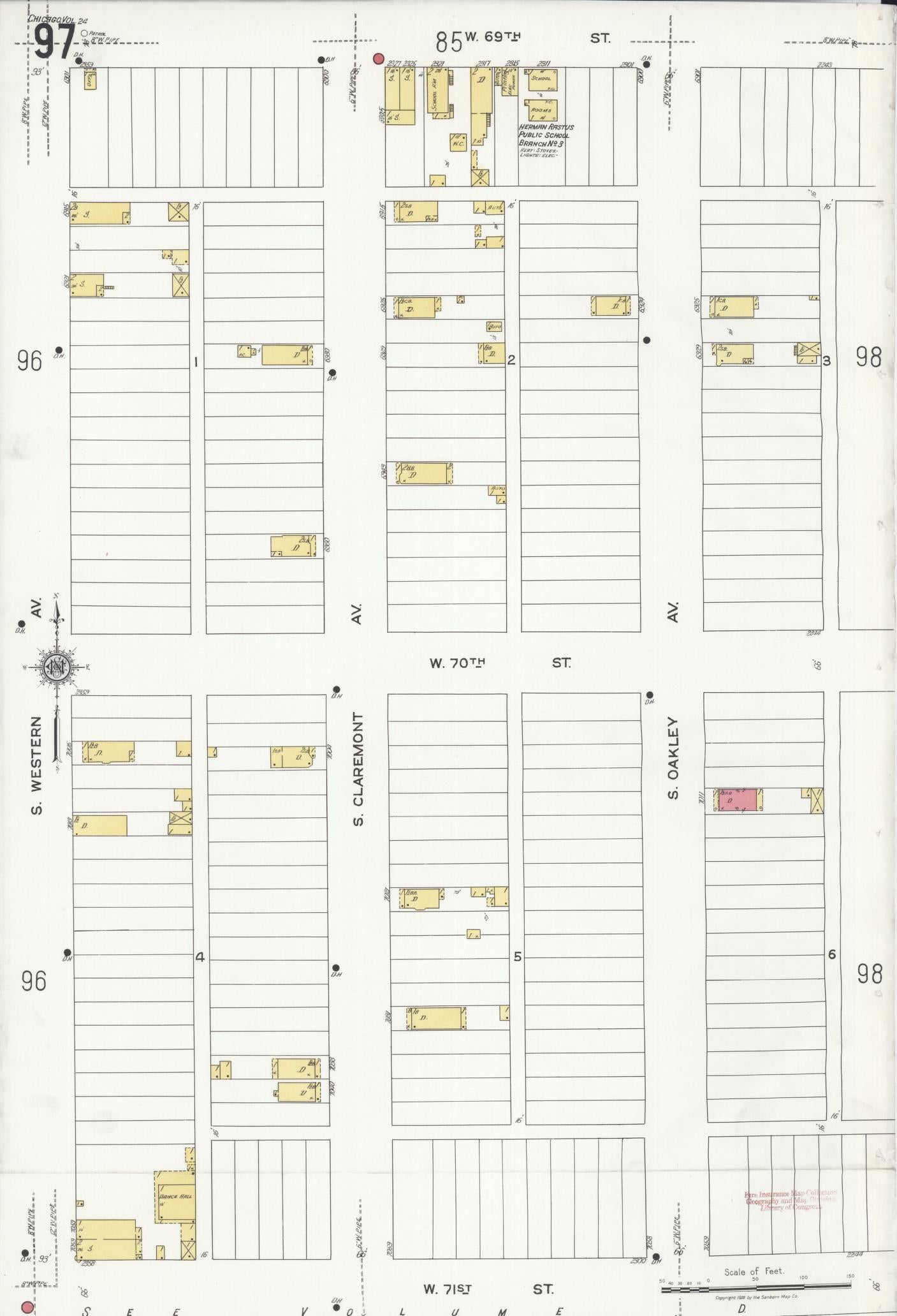 Sanborn Fire Insurance Map from Chicago, Cook County, Illinois (1920), Sheet #0097 - Historic Sanborn Fire Insurance Map Print, vintage old map wall art, antique decor, genealogy gift, Illinois Illinois map
