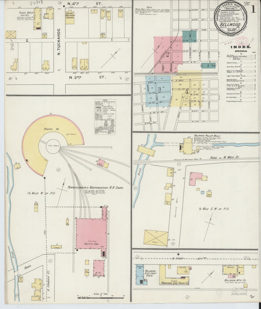 Sanborn Fire Insurance Map from Bellwood, Blair County, Pennsylvania (1894), Sheet #0001 - Historic Sanborn Fire Insurance Map Print, vintage old map wall art, antique decor, genealogy gift, Pennsylvania Pennsylvania map