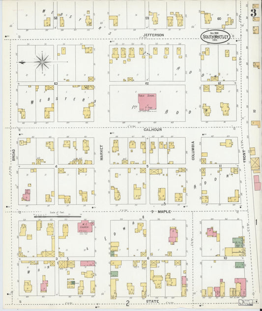Sanborn Fire Insurance Map from South Whitley, Whitley County, Indiana (1900), Sheet #0003 - Historic Sanborn Fire Insurance Map Print, vintage old map wall art, antique decor, genealogy gift, Indiana Indiana map