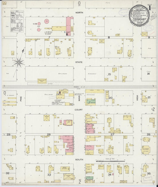 Sanborn Fire Insurance Map from Fairmount, Vermilion County, Illinois (1898), Sheet #0001 - Complete Map Set gallery image, historic Sanborn map, vintage wall art, Illinois Illinois