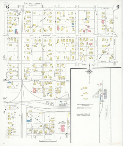 Sanborn Fire Insurance Map from Marion, Williamson County, Illinois (1937), Sheet #0006 - Historic Sanborn Fire Insurance Map Print, vintage old map wall art, antique decor, genealogy gift, Illinois Illinois map