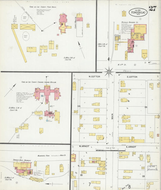 Sanborn Fire Insurance Map from Fond du Lac, Fond du Lac County, Wisconsin (1902), Sheet #0027 - Historic Sanborn Fire Insurance Map Print, vintage old map wall art, antique decor, genealogy gift, Wisconsin Wisconsin map