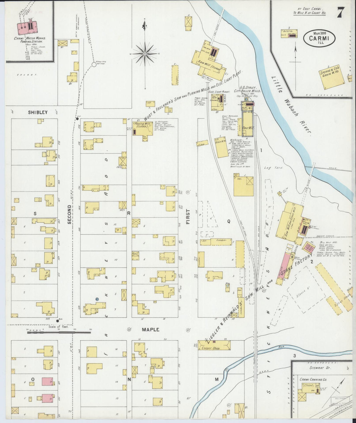 Sanborn Fire Insurance Map from Carmi, White County, Illinois (1899), Sheet #0007 - Historic Sanborn Fire Insurance Map Print, vintage old map wall art, antique decor, genealogy gift, Illinois Illinois map