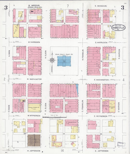 Sanborn Fire Insurance Map from Kirksville, Adair County, Missouri (1925), Sheet #0003 - Complete Map Set gallery image, historic Sanborn map, vintage wall art, Missouri Missouri