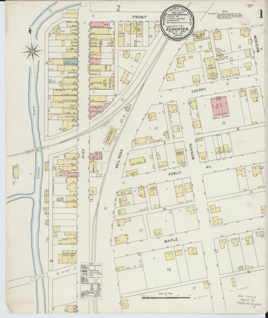 Sanborn Fire Insurance Map from Glouster, Athens County, Ohio (1896), Sheet #0001 - Historic Sanborn Fire Insurance Map Print, vintage old map wall art, antique decor, genealogy gift, Ohio Ohio map